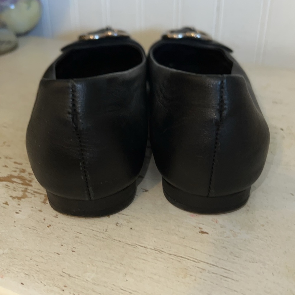 Gucci Sachalin Black Leather Logo Ballet Flats size 39.5 - Picture 3 of 11